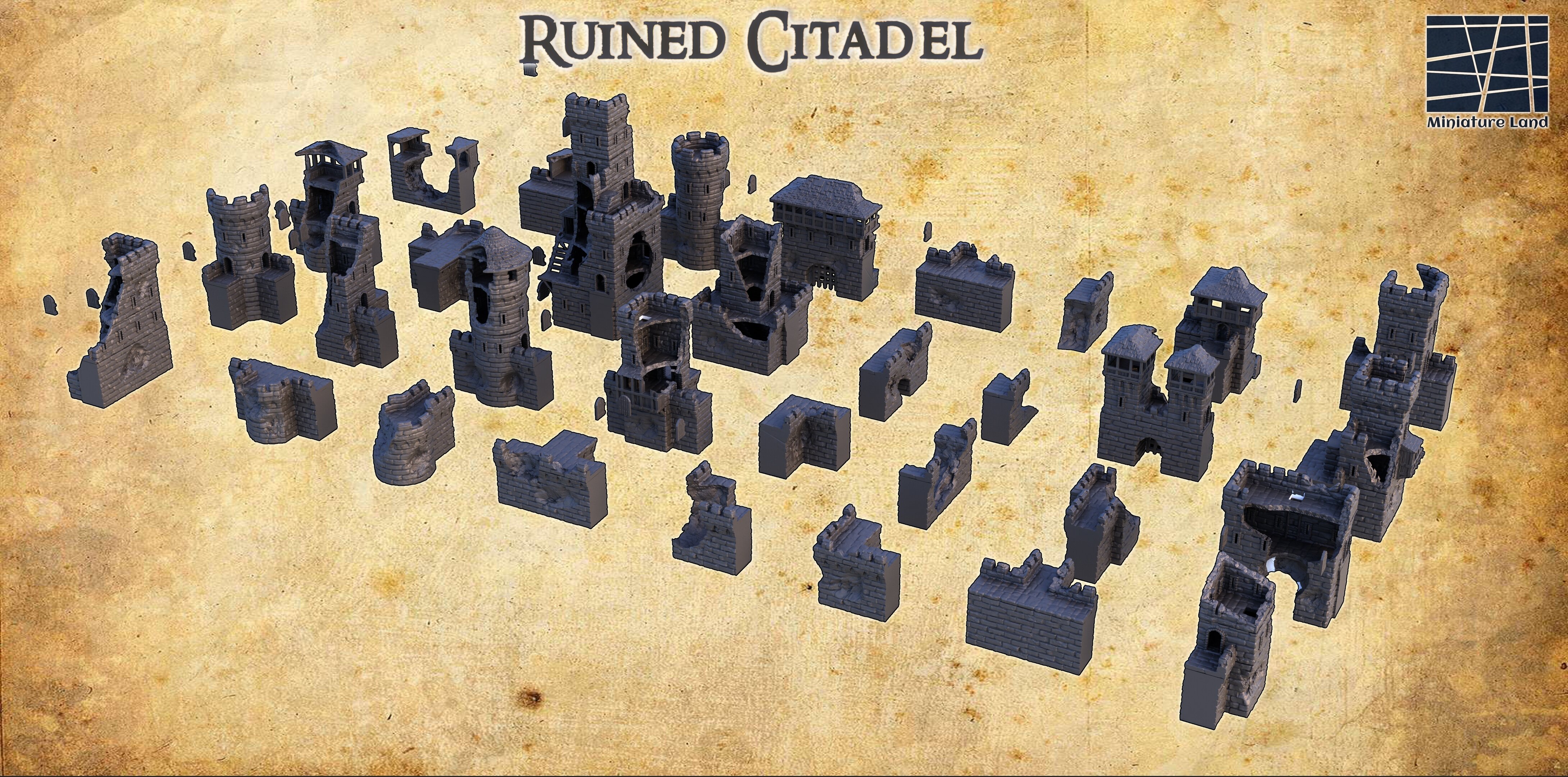 Modular Ruined Citadel - Tabletop Terrain - 28 MM